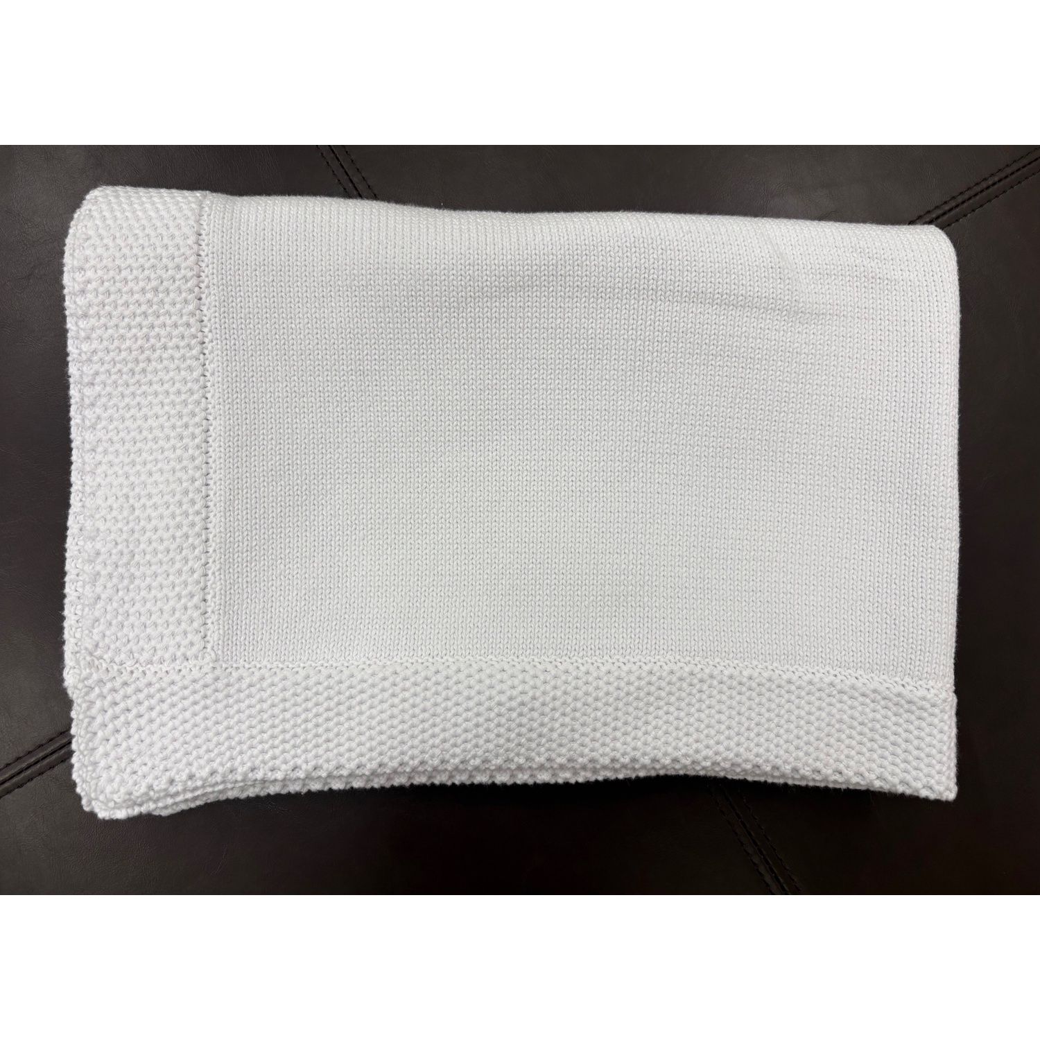 WHITE COTTON BLANKET SQUARE CROCHET EDGE / 900