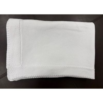 WHITE COTTON BLANKET SQUARE CROCHET EDGE / 900