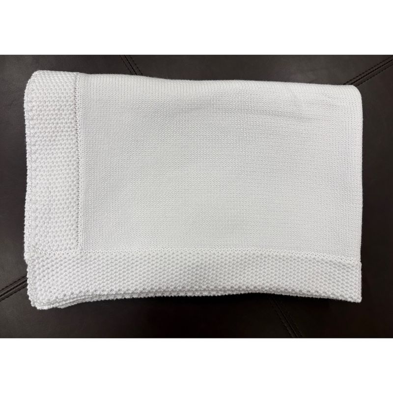 WHITE COTTON BLANKET SQUARE CROCHET EDGE / 900