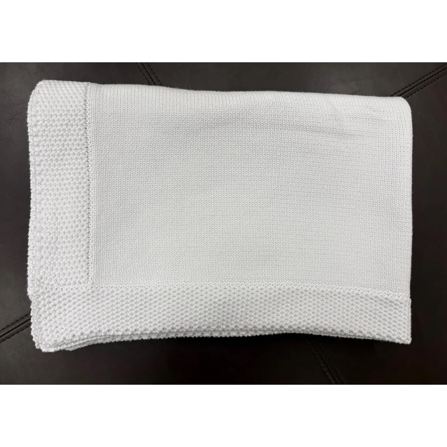PLAIN WHITE COTTON BLANKET SQUARE CROCHET EDGE / 900