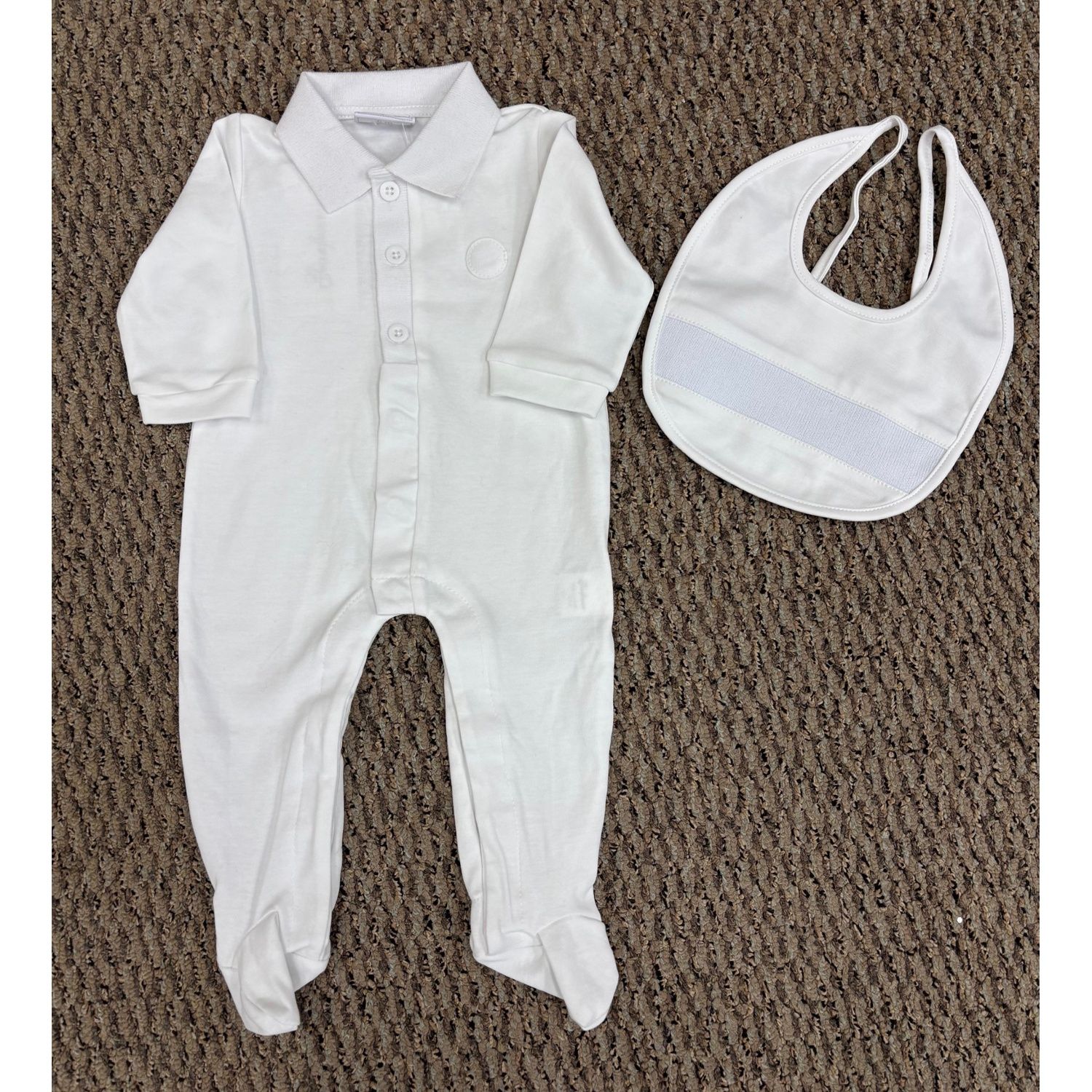 2PC SLEEPER & BIB WHITE KNIT COLLAR / 803