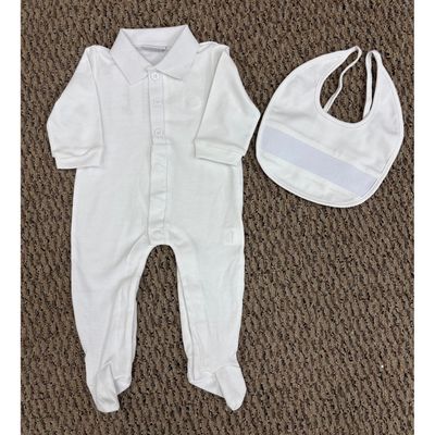 2PC SLEEPER & BIB WHITE KNIT COLLAR / 803