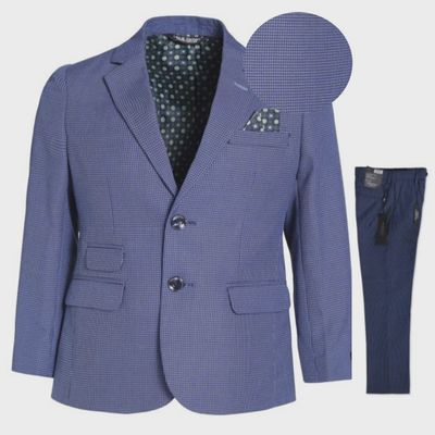2PC SUIT HUSKY INK SKY BIRD EYE CHECK / BLZH-5825-LZH5825