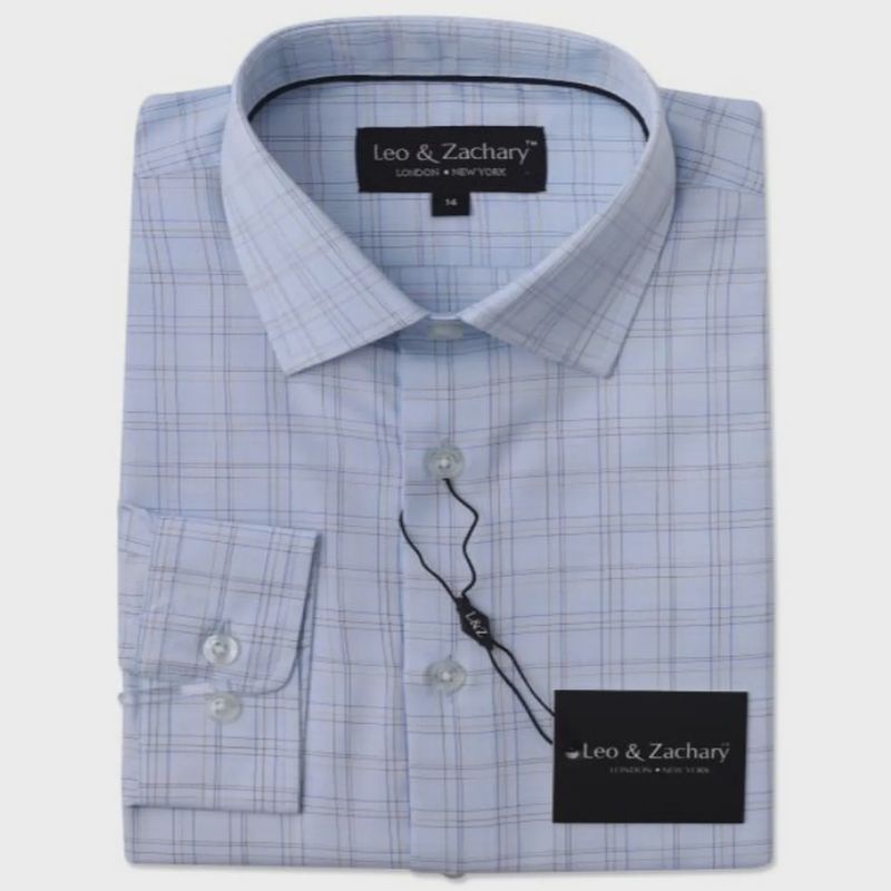 SHIRT BLUE & CAMEL GRAPH CHECK PRINT / 5950