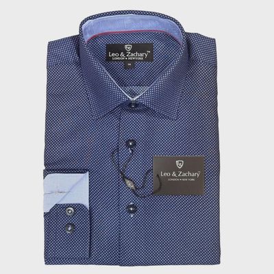 SHIRT NAVY& LIGHTBLUE PRINT CROSSHAIRS / 5972