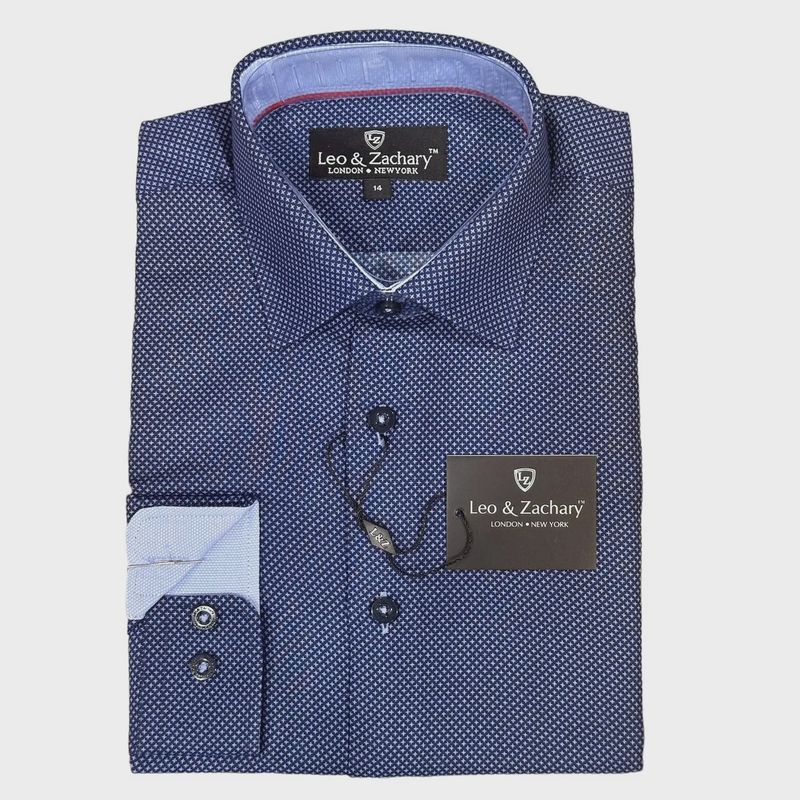 SHIRT NAVY& LIGHTBLUE PRINT CROSSHAIRS / 5972