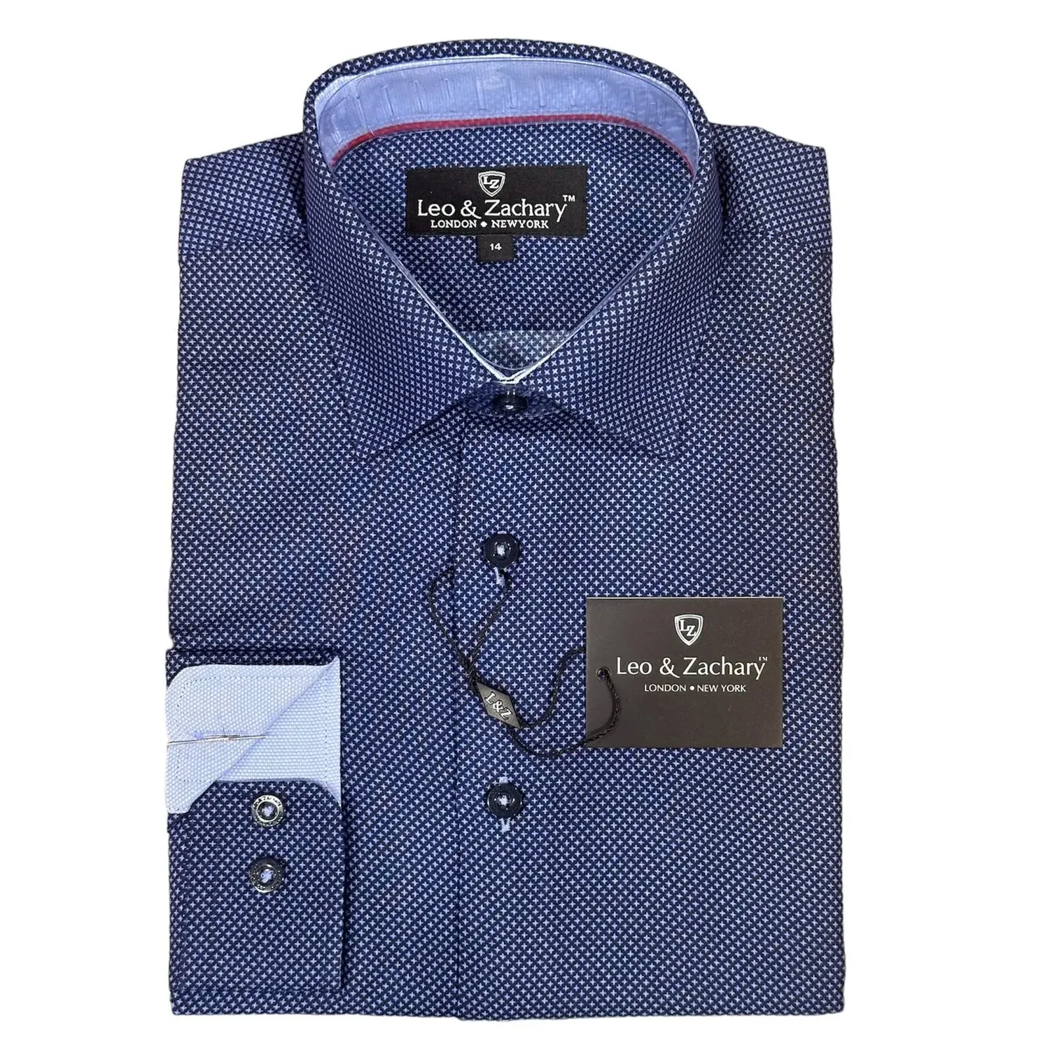 SHIRT NAVY& LIGHTBLUE PRINT CROSSHAIRS / 5972