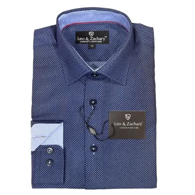 SHIRT NAVY& LIGHTBLUE PRINT CROSSHAIRS / 5972