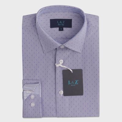 SHIRT BLUE BOX PRINT WHITE CHECK PRINT CUFF & NECKLINE / 5976