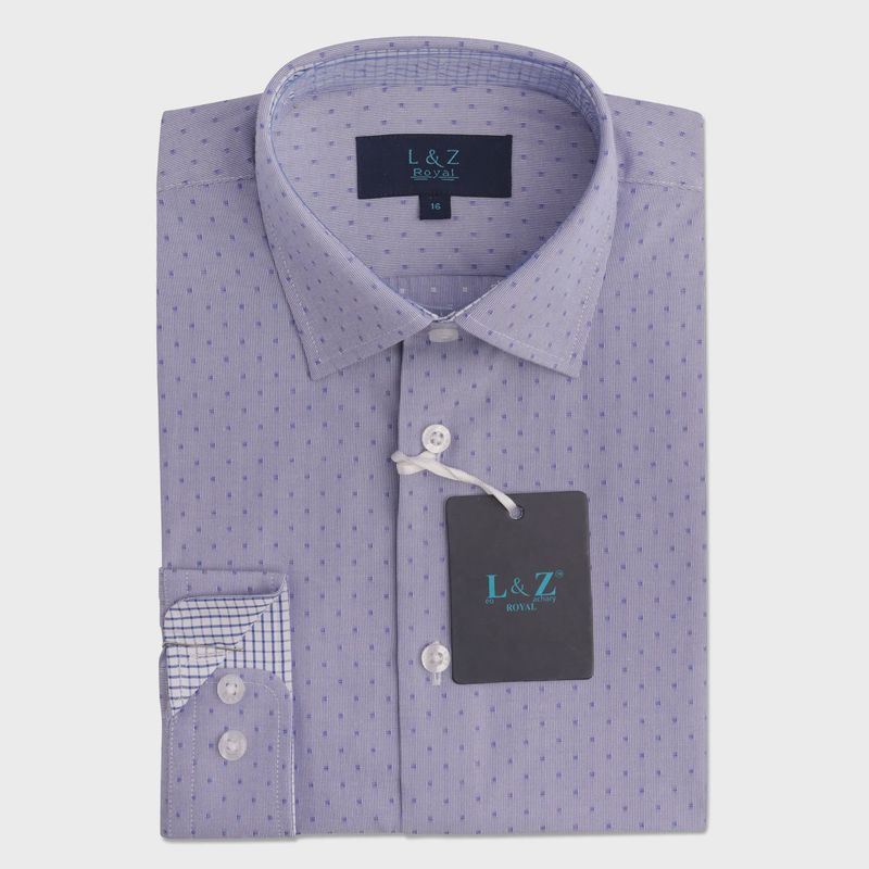 SHIRT BLUE BOX PRINT WHITE CHECK PRINT CUFF & NECKLINE / 5976