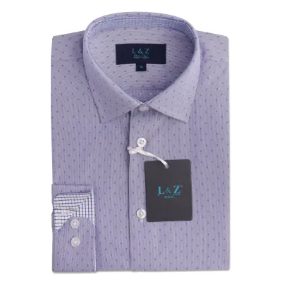 SHIRT BLUE BOX PRINT WHITE CHECK PRINT CUFF & NECKLINE / 5976
