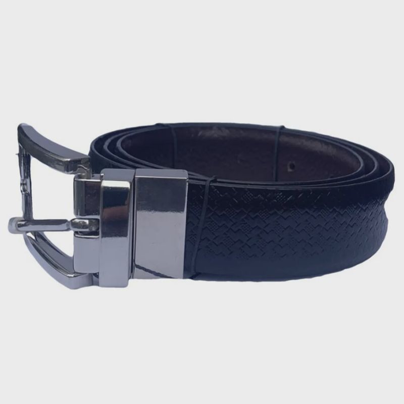 BELT REVERSIBLE BLACK & BROWN TEXTURED PRINT / BBF9
