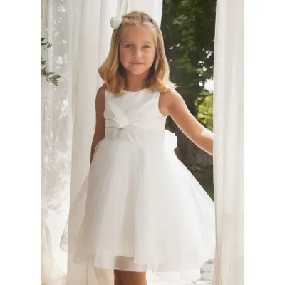 DRESS CREAM SHIMMER TULLE HIGH LOW / 5037-065