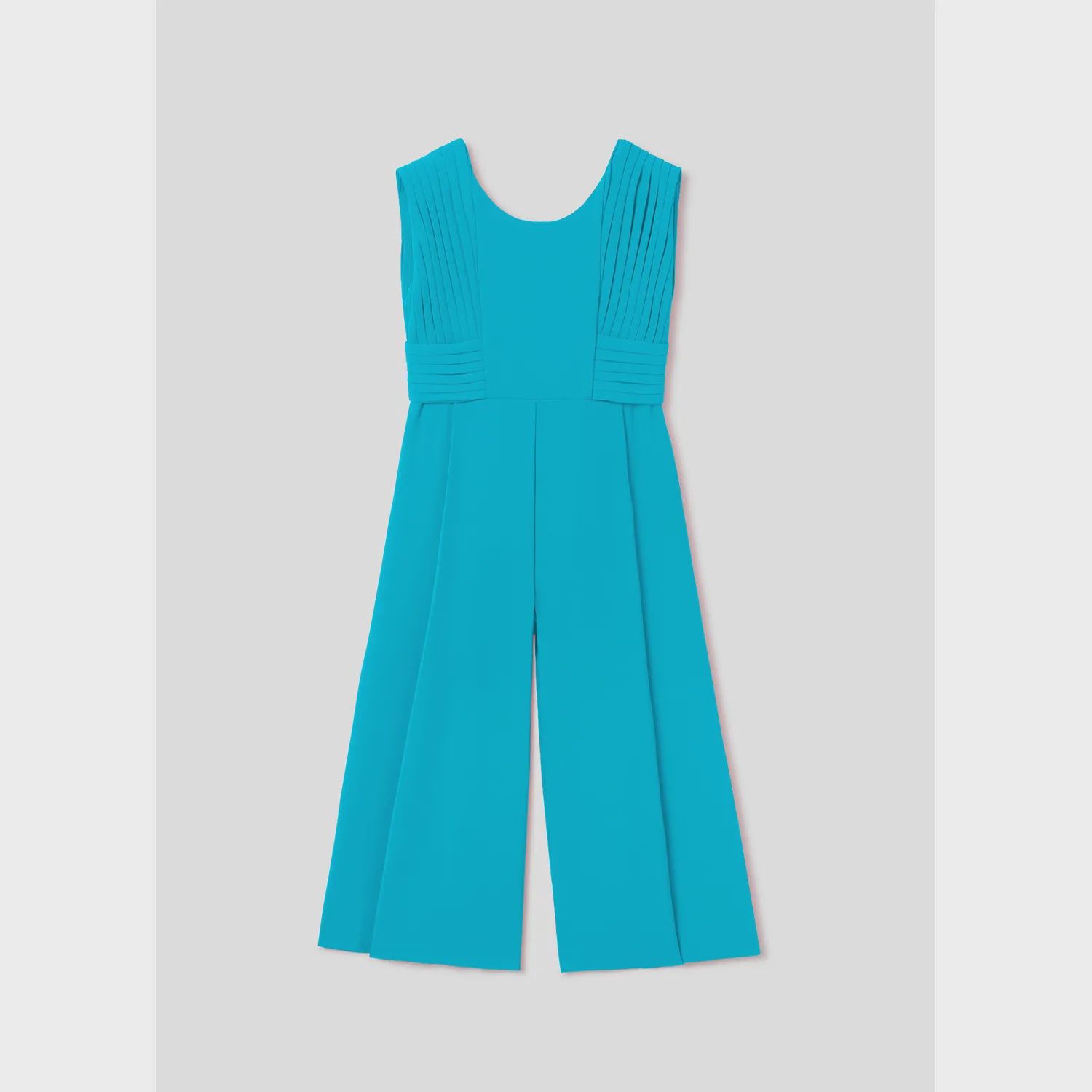 JUMPSUIT TURQUOISE FLUID CREPE PLEATED BODICE / 5271-058
