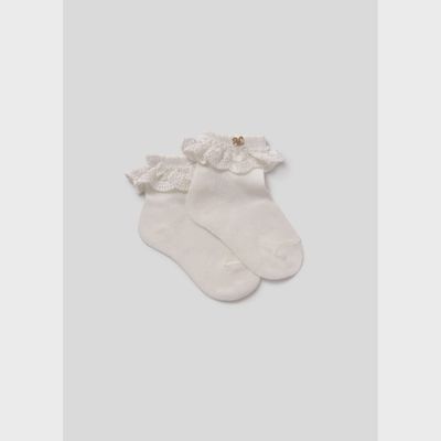 SOCKS CREAM CROCHET TRIM / 5405-087