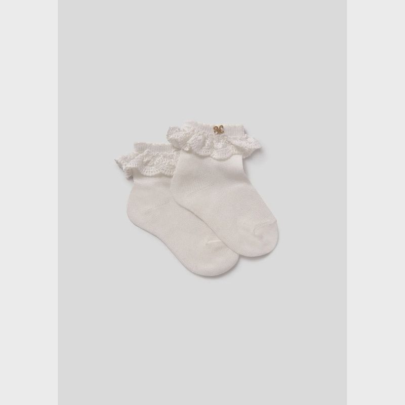 SOCKS CREAM CROCHET TRIM / 5405-087
