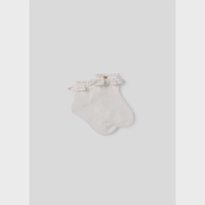 SOCKS CREAM CROCHET TRIM WITH GOLD AL LOGO / 5406-087