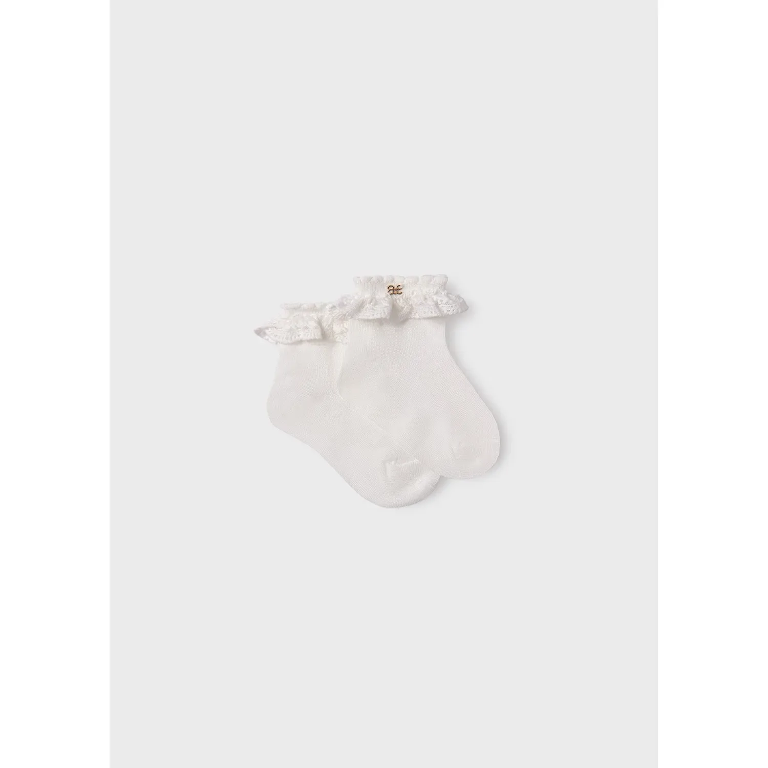SOCKS CREAM CROCHET TRIM WITH GOLD AL LOGO / 5406-087