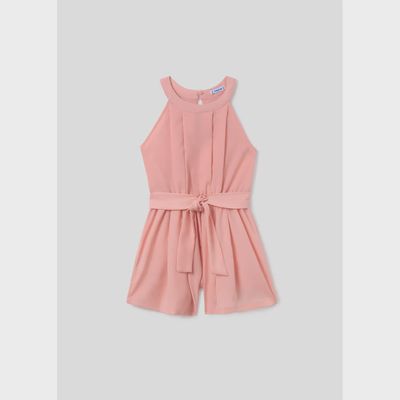 ROMPER TULIP ROSE PLEATS IMITATION BELT / 6854-052