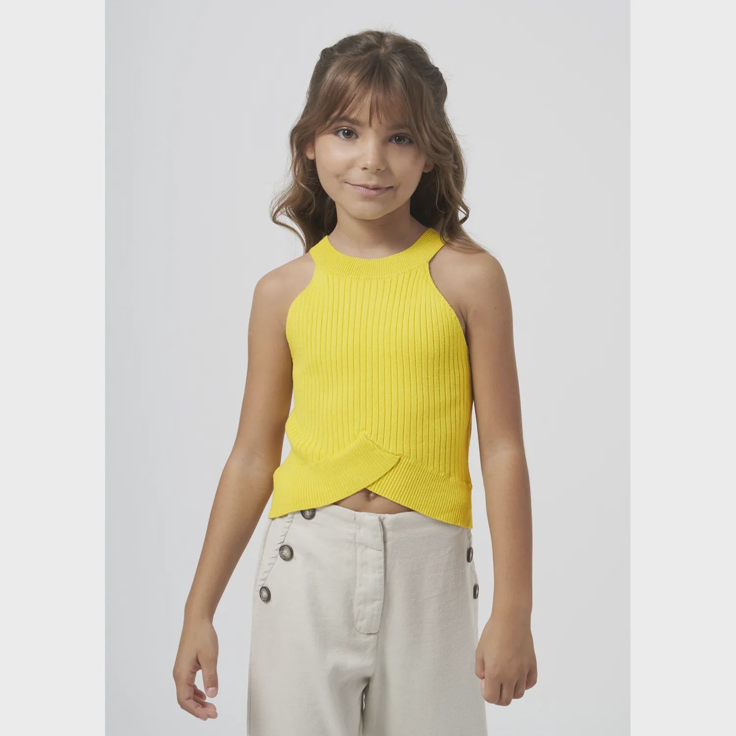 KNIT TOP PISTACHIO GREEN RIBBED SLEEVELESS / 6023-079