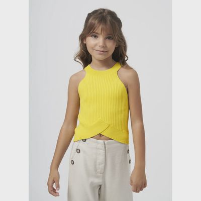 KNIT TOP PISTACHIO GREEN RIBBED SLEEVELESS / 6023-079