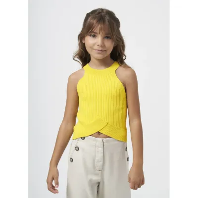 KNIT TOP PISTACHIO GREEN RIBBED SLEEVELESS / 6023-079
