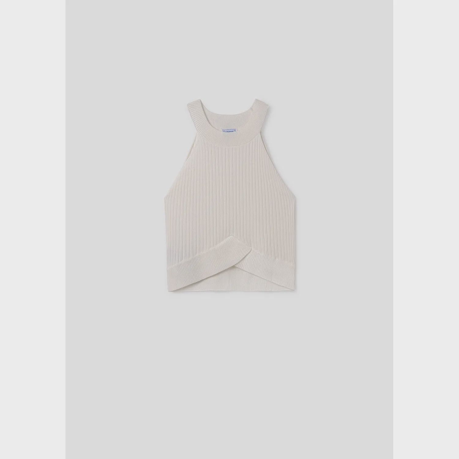 KNIT TOP WHITE RIBBED SLEEVELESS / 023-081