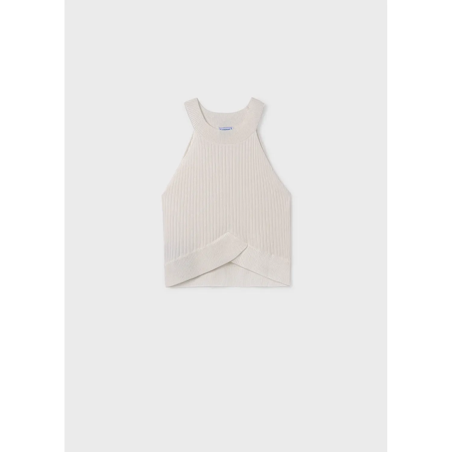 KNIT TOP WHITE RIBBED SLEEVELESS / 023-081