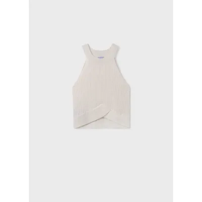 KNIT TOP WHITE RIBBED SLEEVELESS / 023-081 KNIT TOP WHITE RIBBED SLEEVELESS / 023-081