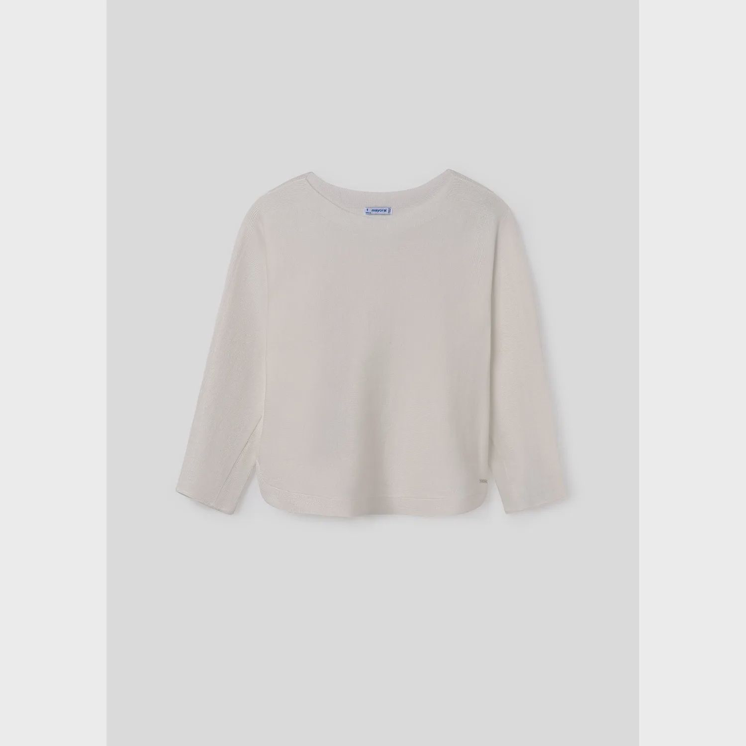 KNIT SWEATER CREAM LONG SLEEVE BOAT NECKLINE / 6337-077