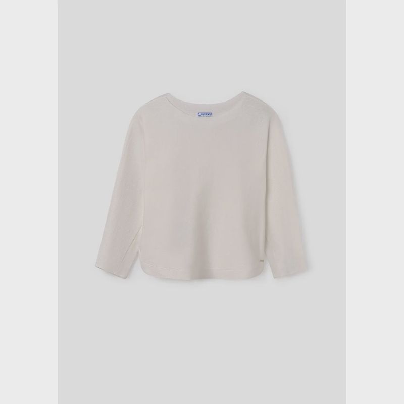 KNIT SWEATER CREAM LONG SLEEVE BOAT NECKLINE / 6337-077