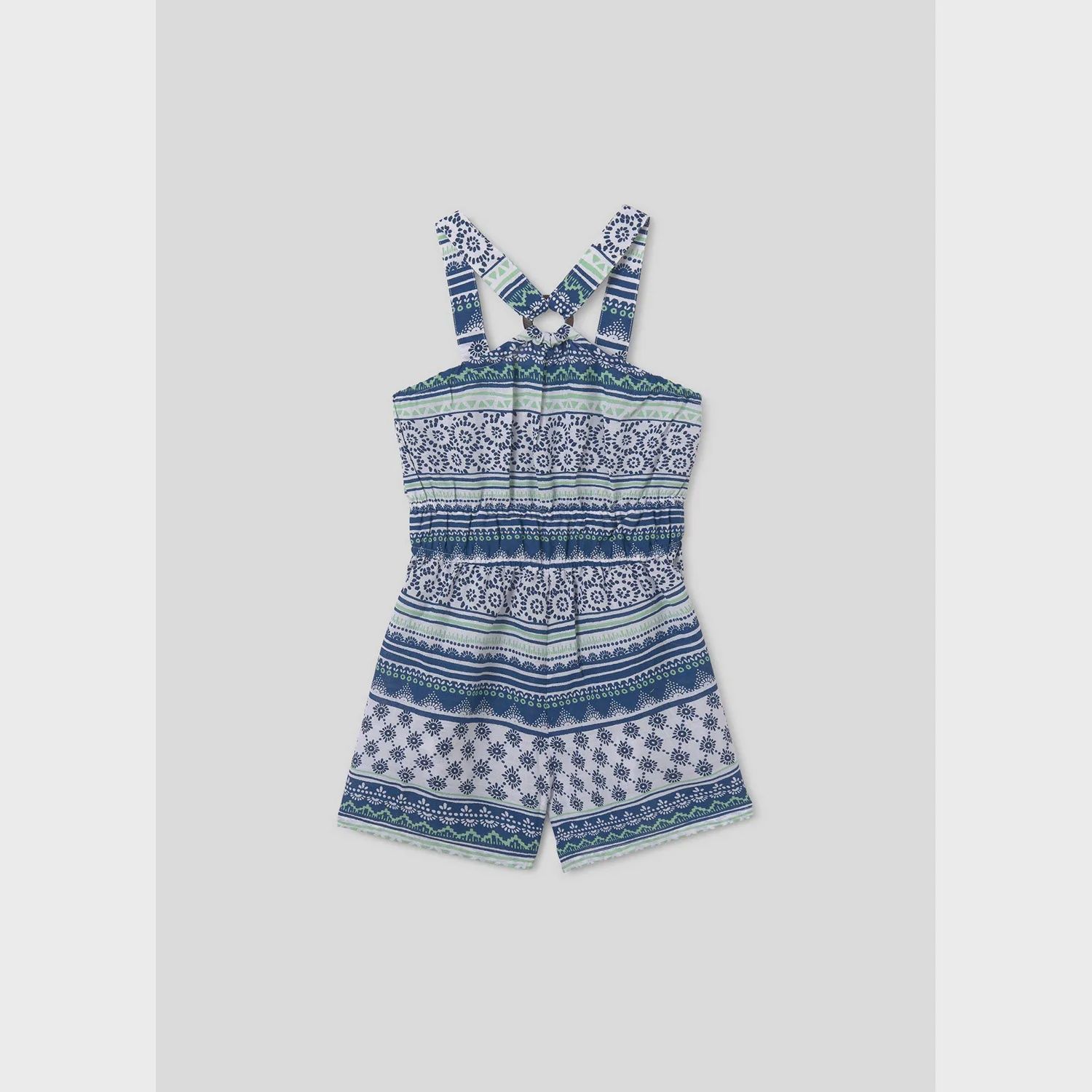 SHORT ROMPER WHITE & BLUE PRINT HALTER TOP / 6856-020