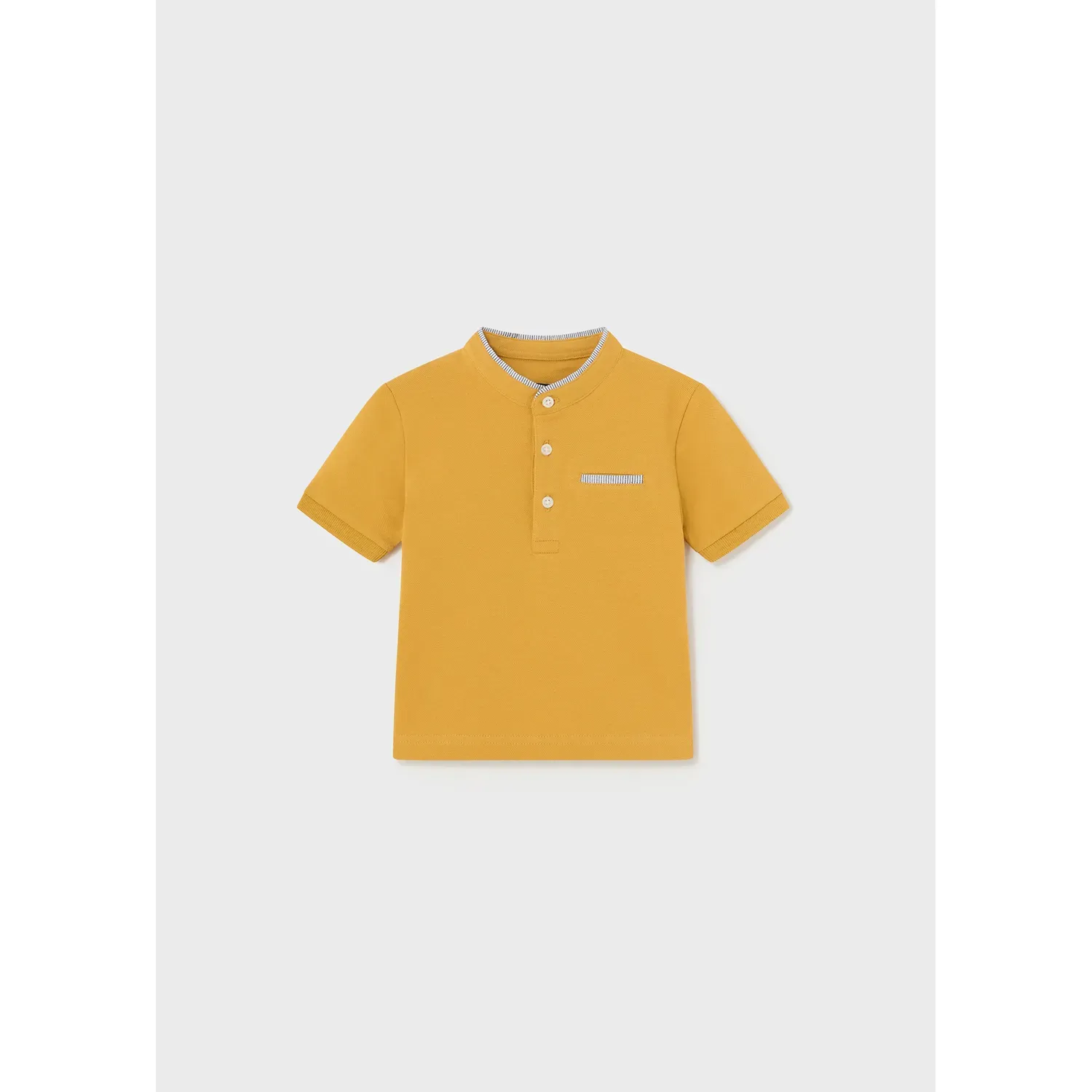 POLO TSHIRT YELLOW MAO COLLAR SHORT SLEEVE STRIPED TRIM / 1104-074