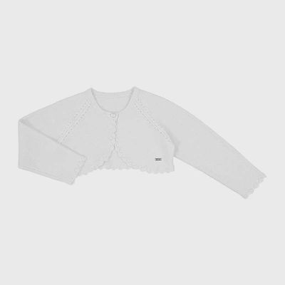 BOLERO CARDIGAN WHIE CROCHET EDGE / 306-052