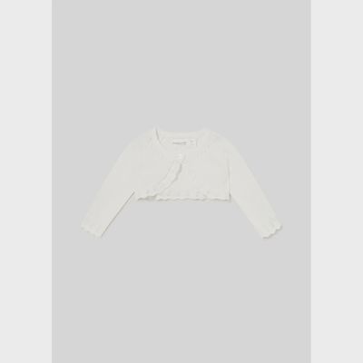 KNIT BOLERO CARDIGAN CREAM BASIC CROCHET TRIM / 318-085