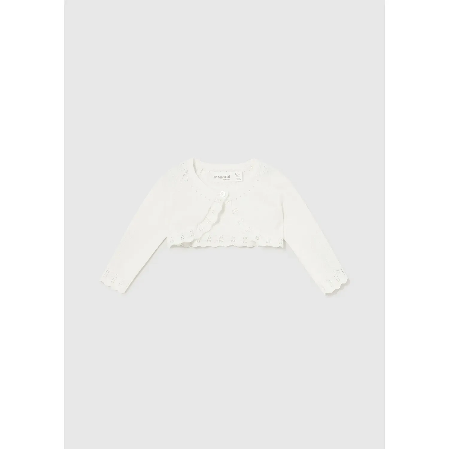 KNIT BOLERO CARDIGAN CREAM BASIC CROCHET TRIM / 318-085