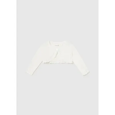 KNIT BOLERO CARDIGAN CREAM BASIC CROCHET TRIM / 318-085