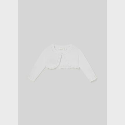 KNIT BOLERO CARDIGAN WHITE CROCHET TRIM / 318-087