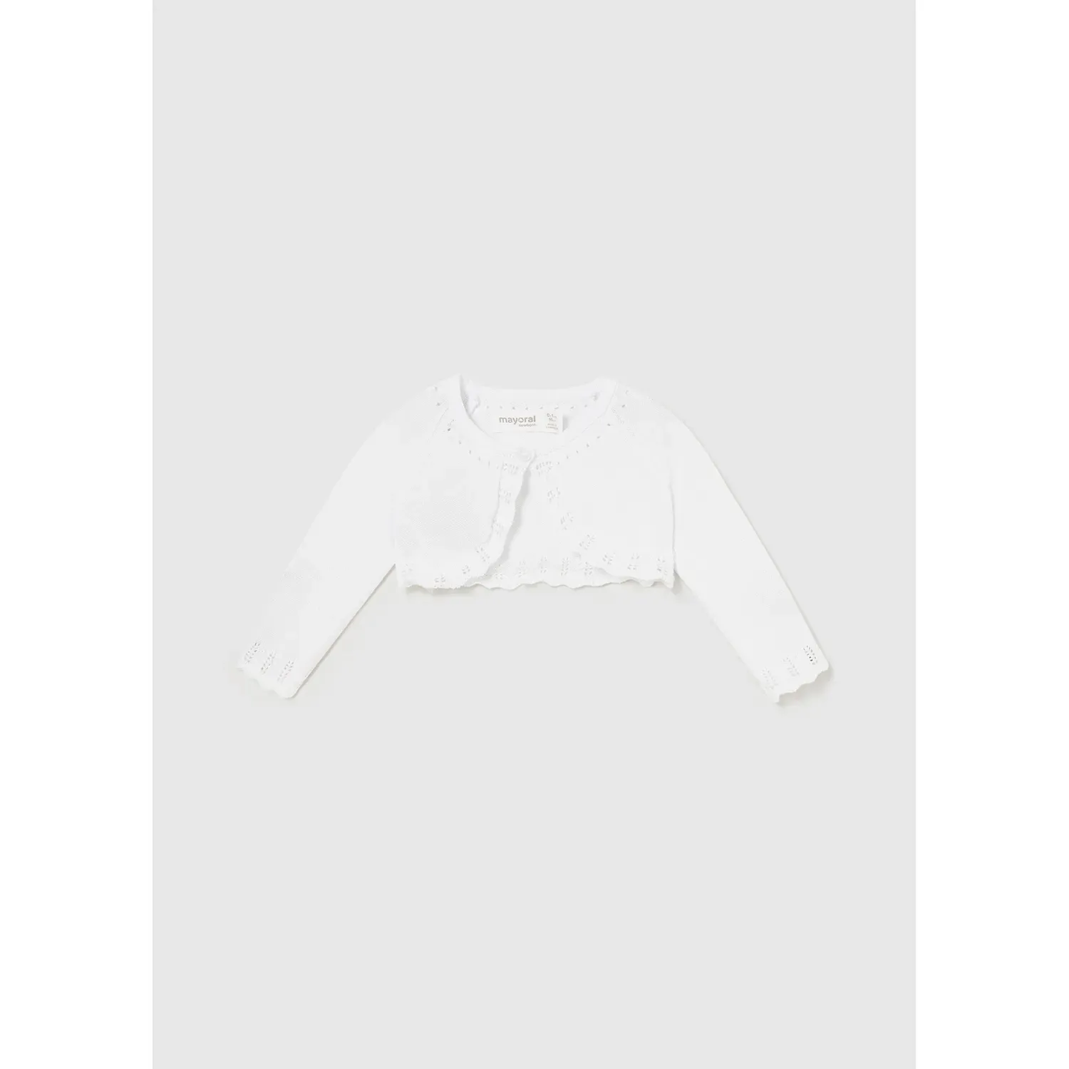KNIT BOLERO CARDIGAN WHITE CROCHET TRIM / 318-087