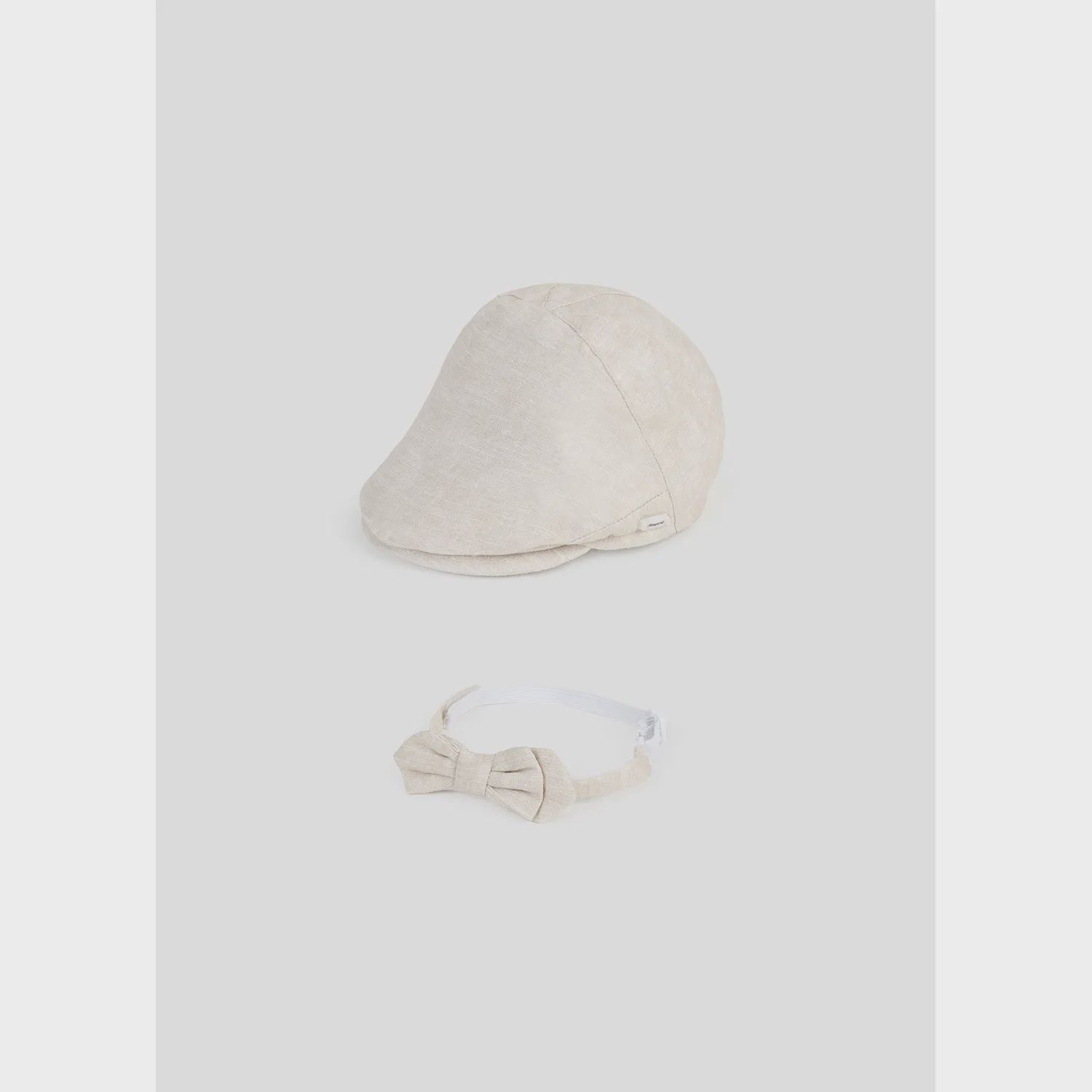 2PC CAP & BOWTIE SET LINEN BEIGE / 9719-030