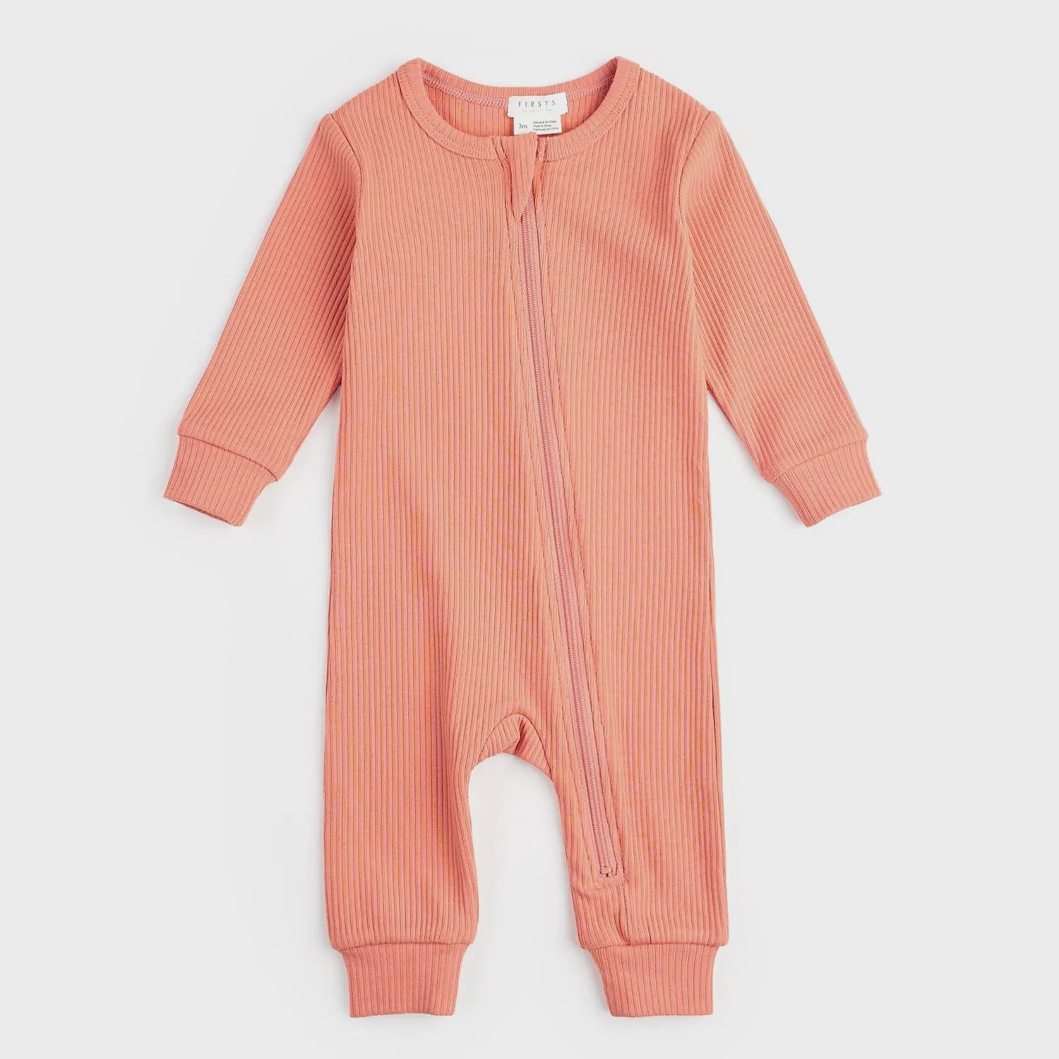 SLEEPER CORAL RIBBED NO FEET FRONT ZIPPER CLOSURE / 24SGL24P03B