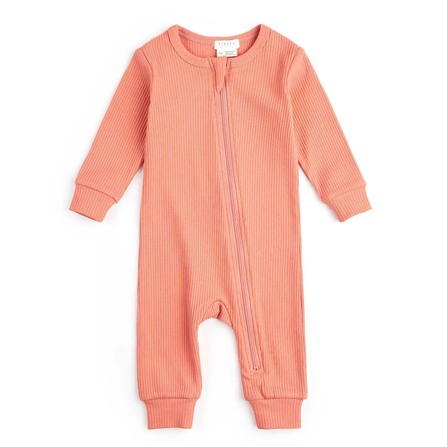 SLEEPER CORAL RIBBED NO FEET FRONT ZIPPER CLOSURE / 24SGL24P03B