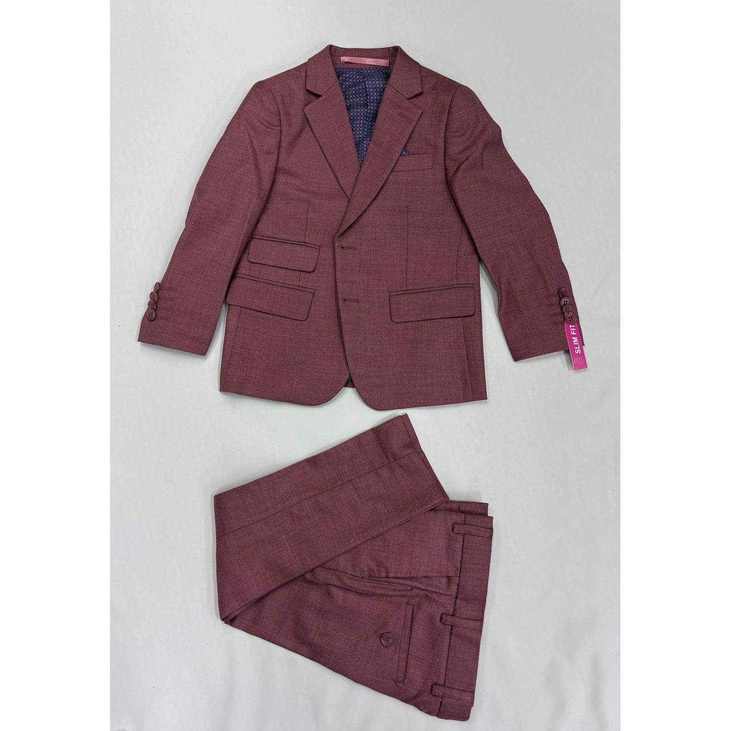 2PC SUIT PLUM CHAMBRAY TEXTURED SLIM FIT / ST2660