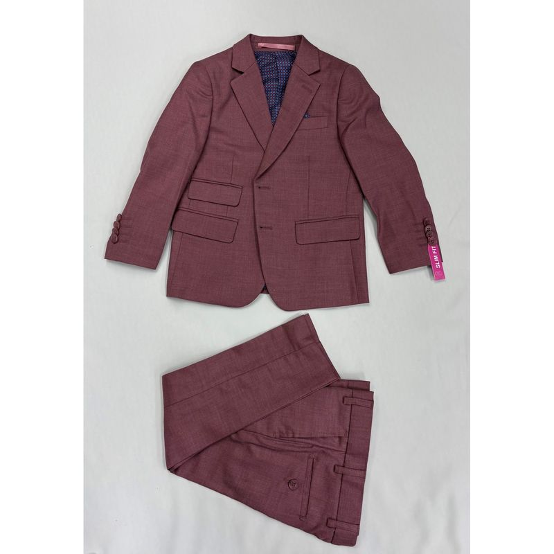 2PC SUIT PLUM CHAMBRAY TEXTURED SLIM FIT / ST2660