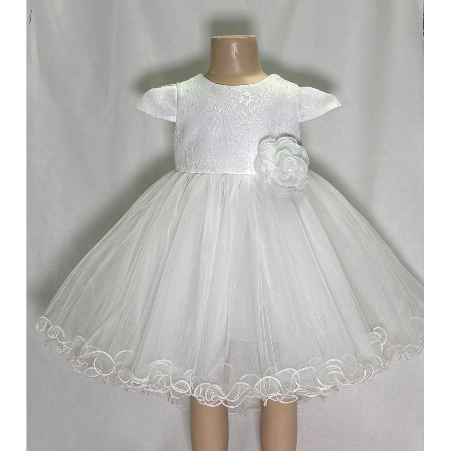 2PC DRESS FLOWER PIN LACE BODICE TULLE SKIRT HIGH LOW / L3046-90