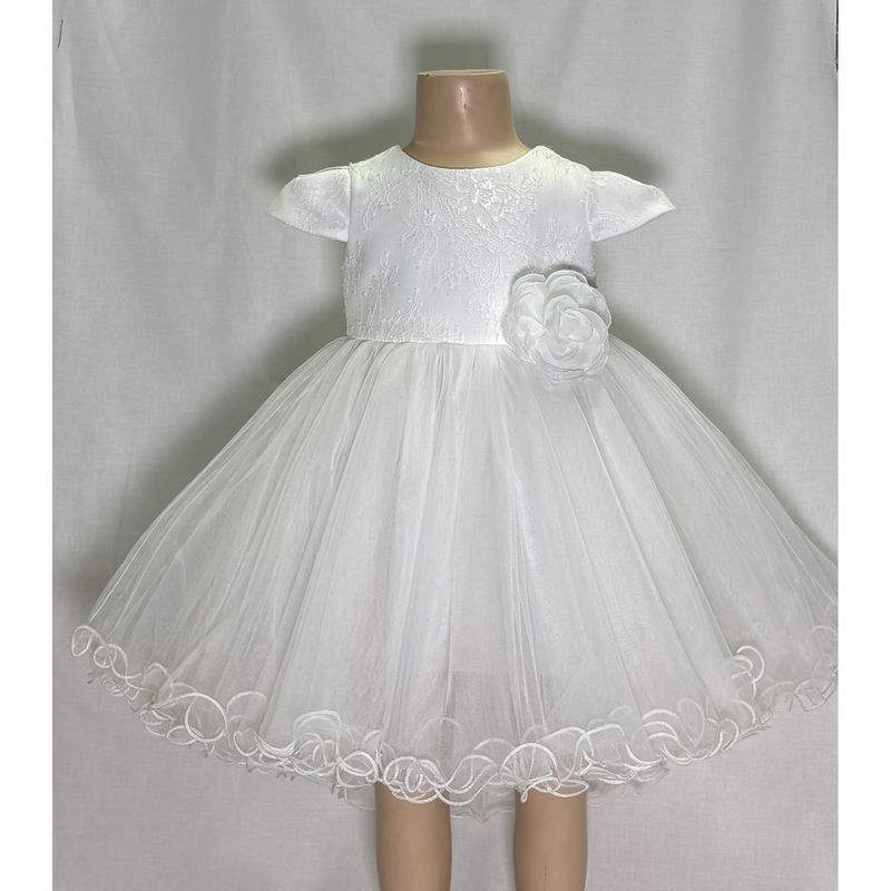 2PC DRESS FLOWER PIN LACE BODICE TULLE SKIRT HIGH LOW / L3046-90