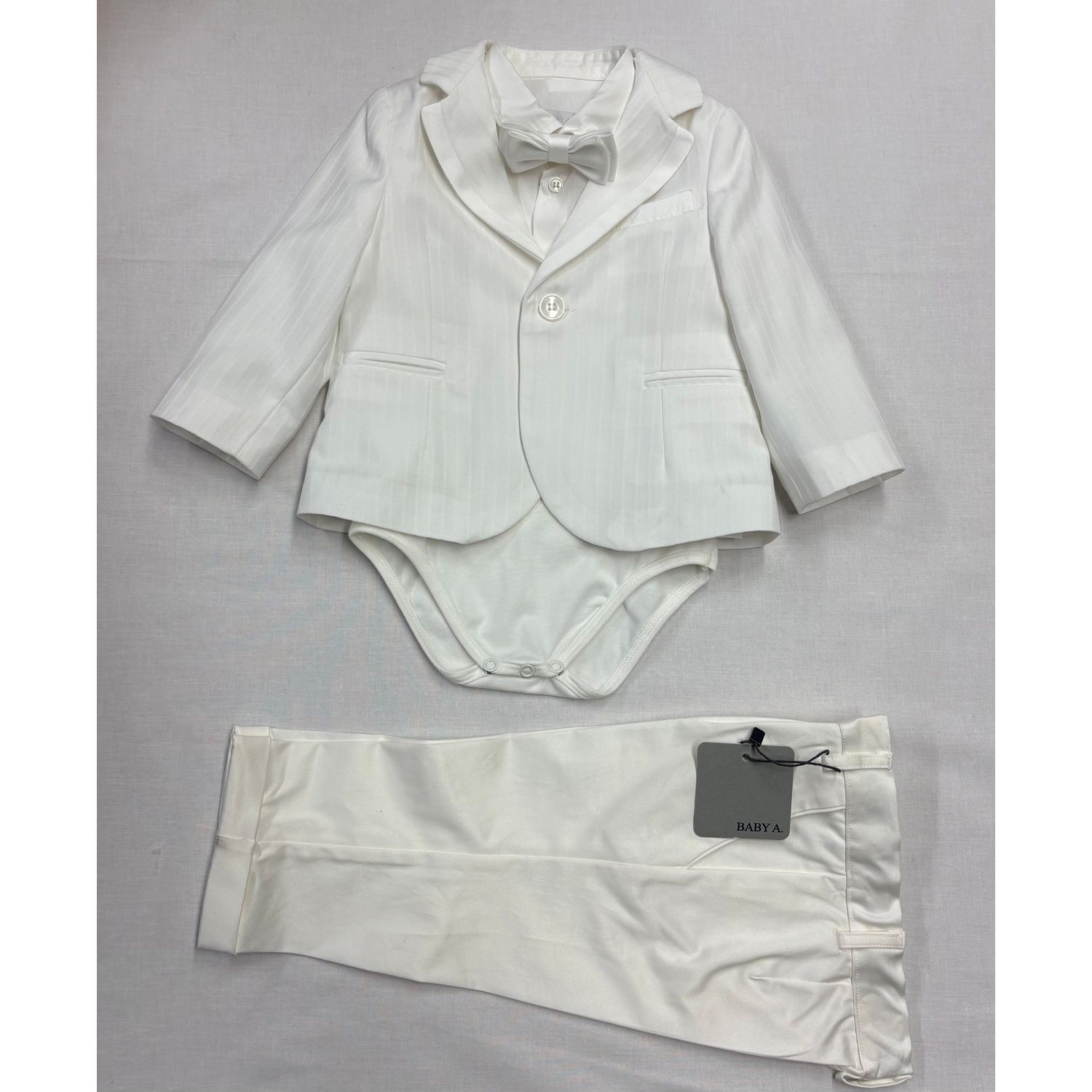 4PC JACKET APNT SHIRT / ONZIE & BOWTIE WHITE THIN STRIPE / A3000-BY-949