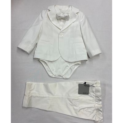 4PC JACKET APNT SHIRT / ONZIE & BOWTIE WHITE THIN STRIPE / A3000-BY-949