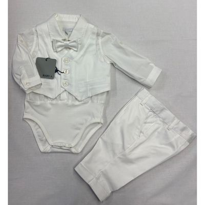 4PC VEST SHIRT / ONZIE PANT & BOWTIE WHITE ROLLED UP SLEEVE / C3010-BY-90