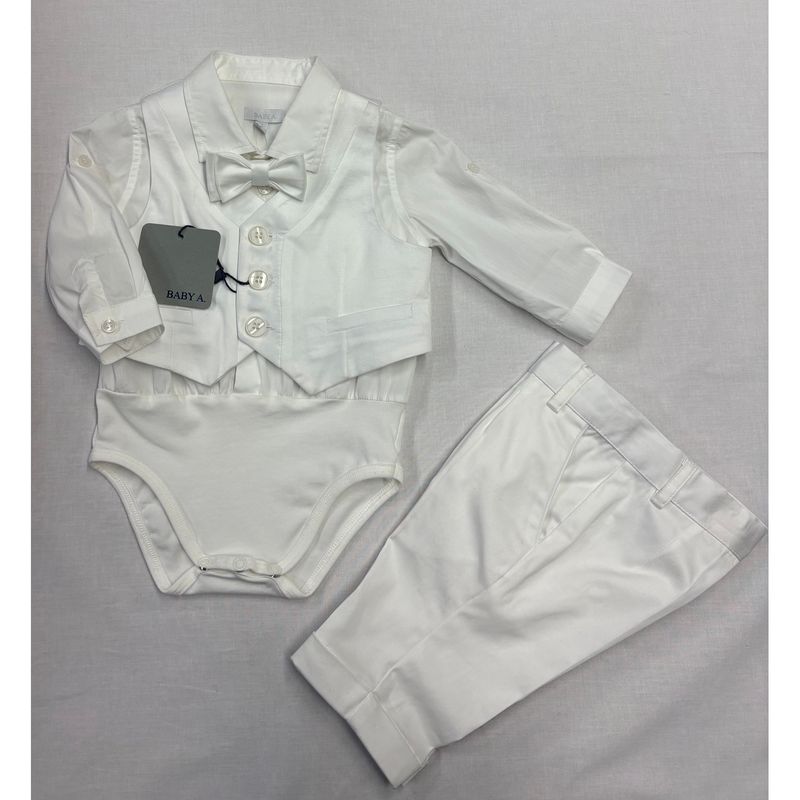 4PC VEST SHIRT / ONZIE PANT & BOWTIE WHITE ROLLED UP SLEEVE / C3010-BY-90